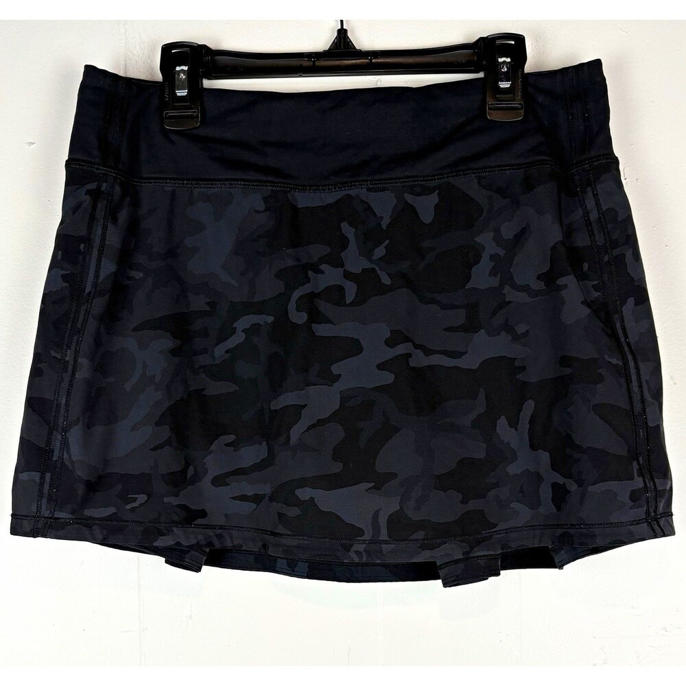 Lululemon Pace Rival Skirt Skort Sz 6 Black/Gray Camo